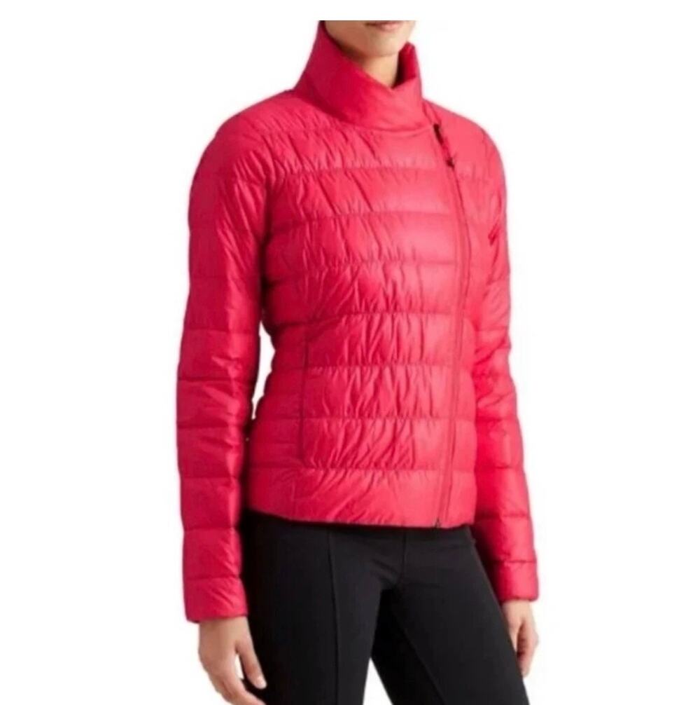 Athleta Downalicious Red Puffer Jacket Sz XS Lightweight